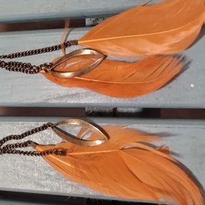 Orange feather earrings